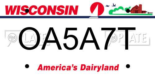 OA5A7T Wisconsin License Plate