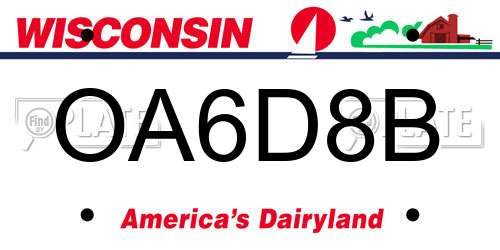 OA6D8B Wisconsin License Plate
