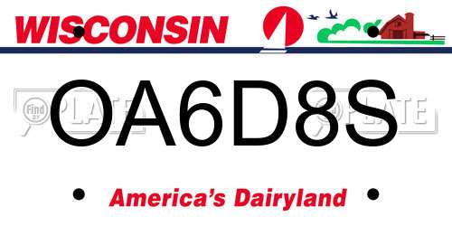 OA6D8S Wisconsin License Plate
