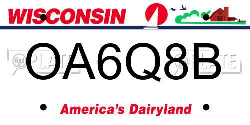 OA6Q8B Wisconsin License Plate