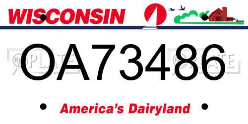 OA73486 Wisconsin License Plate