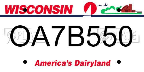 OA7B550 Wisconsin License Plate