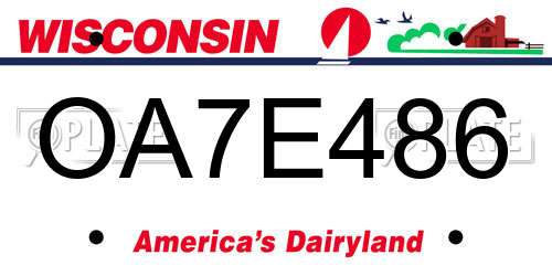OA7E486 Wisconsin License Plate
