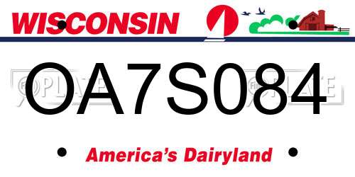OA7S084 Wisconsin License Plate