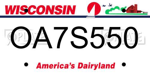 OA7S550 Wisconsin License Plate