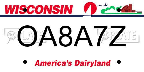 OA8A7Z Wisconsin License Plate