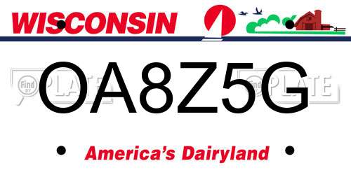 OA8Z5G Wisconsin License Plate