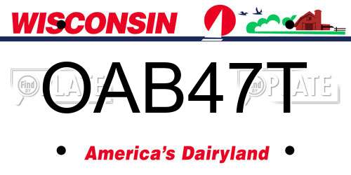 OAB47T Wisconsin License Plate