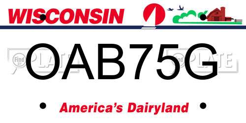 OAB75G Wisconsin License Plate