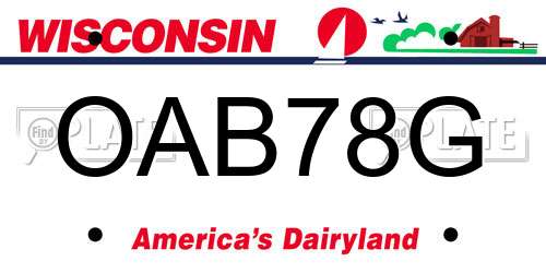 OAB78G Wisconsin License Plate