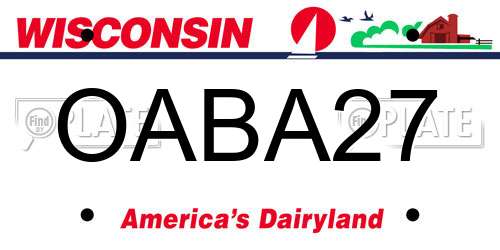 OABA27 Wisconsin License Plate