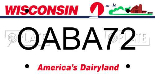 OABA72 Wisconsin License Plate