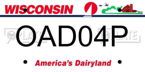OAD04P Wisconsin License Plate