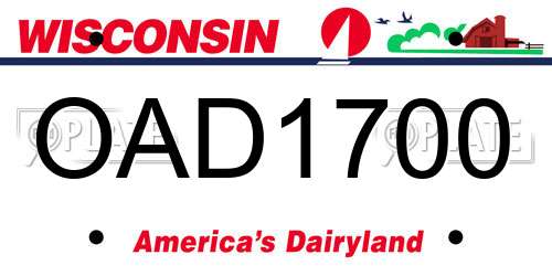 OAD1700 Wisconsin License Plate