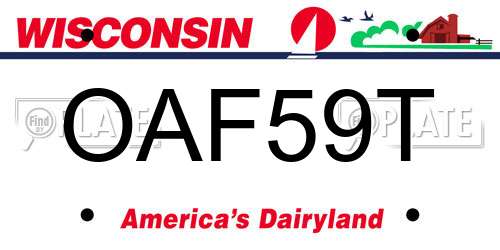 OAF59T Wisconsin License Plate