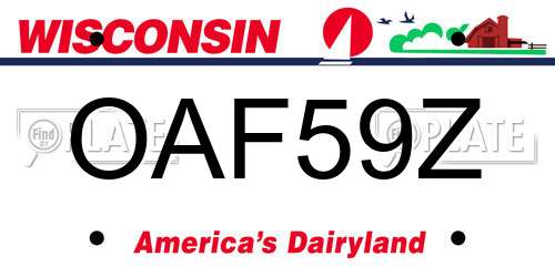 OAF59Z Wisconsin License Plate
