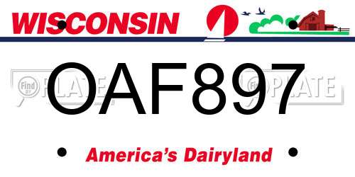 OAF897 Wisconsin License Plate
