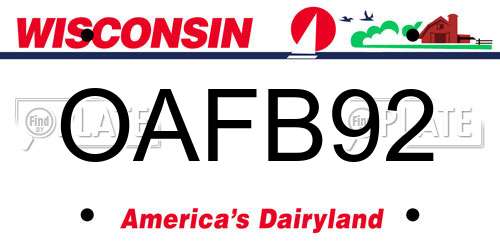 OAFB92 Wisconsin License Plate