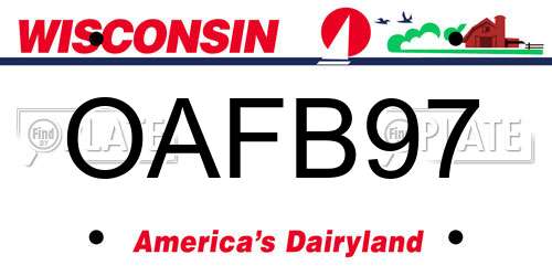 OAFB97 Wisconsin License Plate