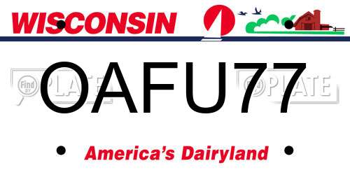 OAFU77 Wisconsin License Plate
