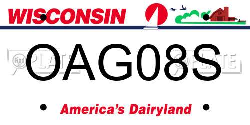 OAG08S Wisconsin License Plate