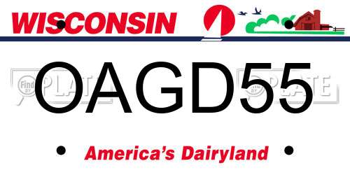 OAGD55 Wisconsin License Plate