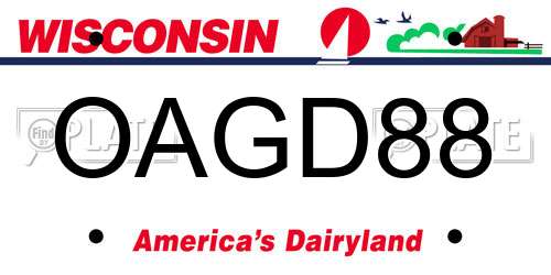 OAGD88 Wisconsin License Plate