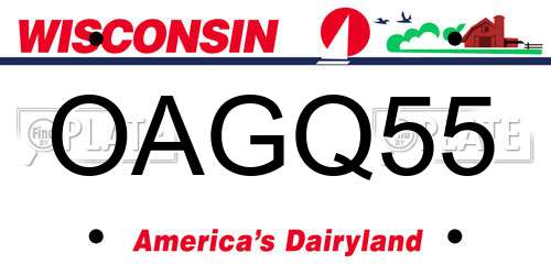 OAGQ55 Wisconsin License Plate