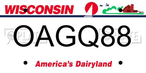 OAGQ88 Wisconsin License Plate