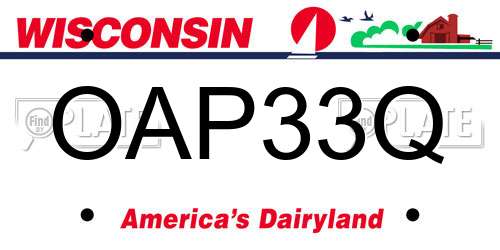 OAP33Q Wisconsin License Plate
