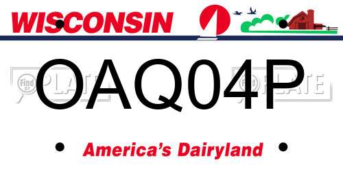 OAQ04P Wisconsin License Plate