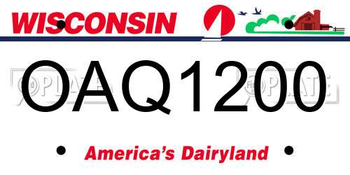 OAQ1200 Wisconsin License Plate