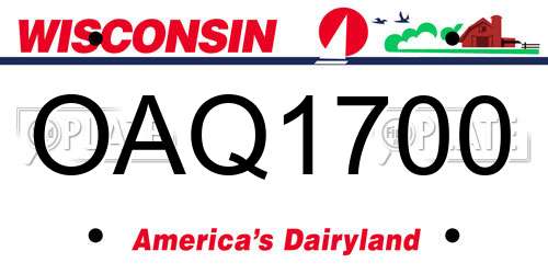 OAQ1700 Wisconsin License Plate