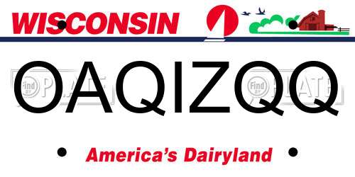 OAQIZQQ Wisconsin License Plate