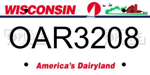 OAR3208 Wisconsin License Plate