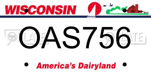 OAS756 Wisconsin License Plate