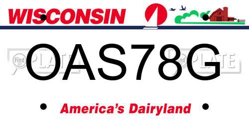 OAS78G Wisconsin License Plate