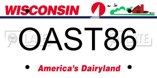 OAST86 Wisconsin License Plate