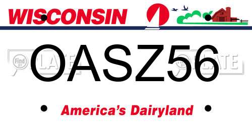 OASZ56 Wisconsin License Plate
