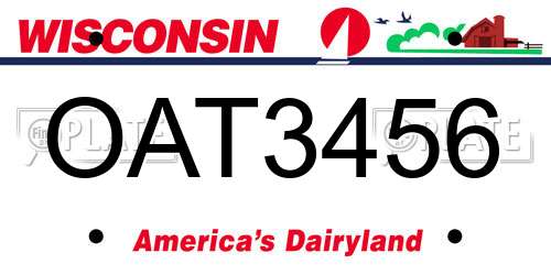 OAT3456 Wisconsin License Plate