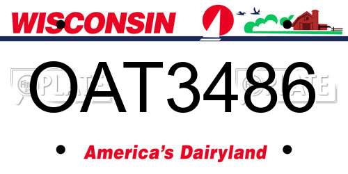 OAT3486 Wisconsin License Plate