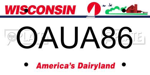 OAUA86 Wisconsin License Plate