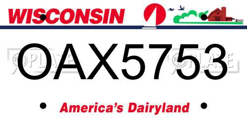 OAX5753 Wisconsin License Plate