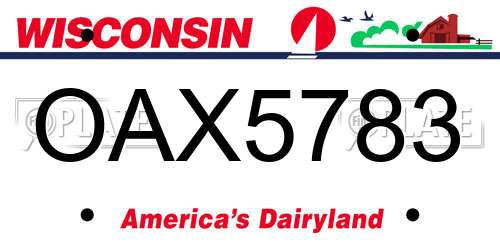 OAX5783 Wisconsin License Plate
