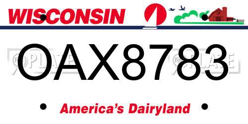 OAX8783 Wisconsin License Plate