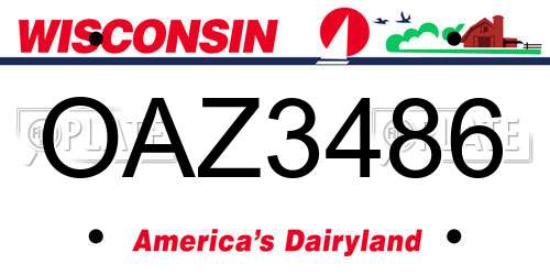 OAZ3486 Wisconsin License Plate