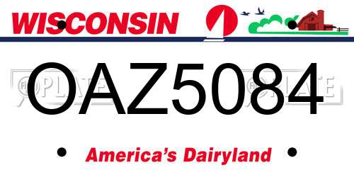 OAZ5084 Wisconsin License Plate