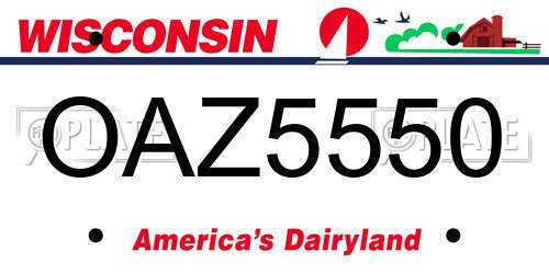 OAZ5550 Wisconsin License Plate
