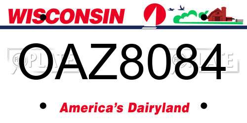 OAZ8084 Wisconsin License Plate