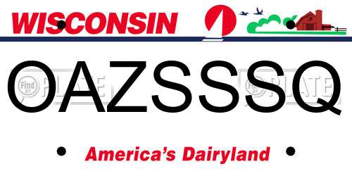 OAZSSSQ Wisconsin License Plate
